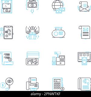 Digital marketplace linear icons set. E-commerce, Marketplace, Online shopping, Virtual storefront, Cybermarket, Digital commerce, Internet Stock Vector