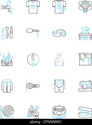 Pet shop linear icons set. Kibble, Leash, Grooming, Fish, Litter, Collar, Toys line vector and concept signs. Food,Treats,Aquarium outline Stock Vector