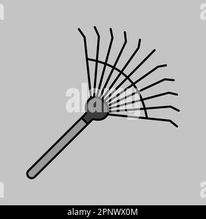 Garden rake isolated vector grayscale icon. Graph symbol for ...