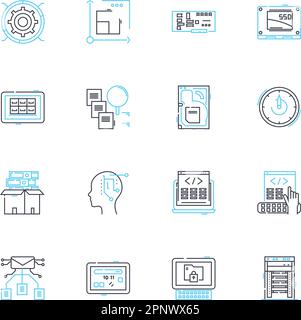 Audio systems linear icons set. Amplifiers, Bluetooth, Bass, Computer, Dolby, Equalizer, Frequency line vector and concept signs. HDMI,Headphs,Home Stock Vector