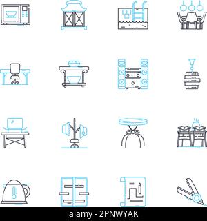 Graphic architecture linear icons set. Design, Creativity, Aesthetics, Composition, Balance, Form, Structure line vector and concept signs. Geometry Stock Vector