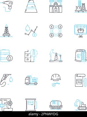 Industrial complex linear icons set. Assembly, Production ...