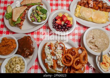 Assortment of delectable culinary southern American foods Stock Photo