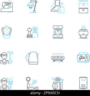 Family gathering linear icons set. Reunion, Celebration, Barbecue, Potluck, Gathering, Picnic, Dinner line vector and concept signs. Hug,Tradition Stock Vector