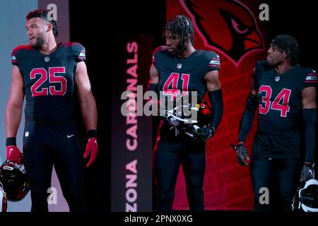 Arizona Cardinals linebacker Zaven Collins showcases the NFL football  teams' new uniforms for the 2023 season, Thursday, April 20, 2023, in  Phoenix. (AP Photo/Matt York Stock Photo - Alamy