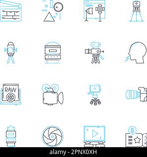 Email marketing linear icons set. Automated, Newsletter, Broadcast, Segmentation, Opt-in, Conversion, Personalized line vector and concept signs. Open Stock Vector