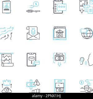 Affordable - Inexpensive linear icons set. Cost-effective, Economical, Low-cost, Reasonable, Budget-friendly, Thrifty, Frugal line vector and concept Stock Vector
