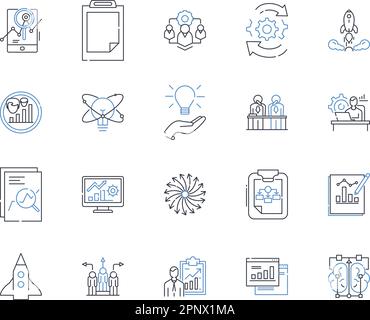 Progressive strategy line icons collection. Innovation, Forward ...