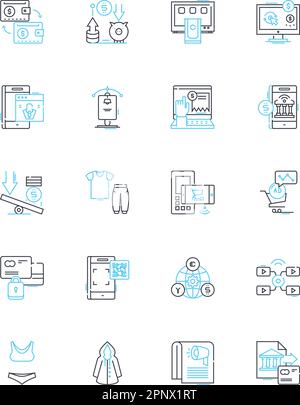 Payment options linear icons set. Credit, Debit, PayPal, Venmo, Apple Pay, Google Pay, Bitcoin line vector and concept signs. Cryptocurrency,Bank,Wire Stock Vector