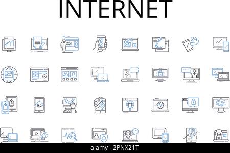 Internet line icons collection. World Wide Web, Cyberspace, Net, Web, Online, Information Superhighway, Digital realm vector and linear illustration Stock Vector