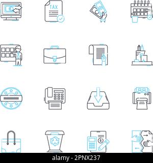 Legal entity linear icons set. Corporation, Partnership, Business, Company, Firm, LLC, Trust line vector and concept signs. Organization,Association Stock Vector