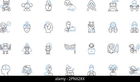 Staff oversight line icons collection. Supervision, Management, Monitoring, Direction, Control, Leadership, Inspection vector and linear illustration Stock Vector