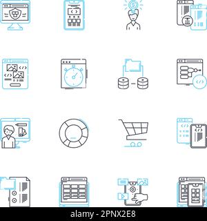 Brand marketing linear icons set. Positioning, Differentiation, Branding, Identity, Targeting, Messaging, Perception line vector and concept signs Stock Vector