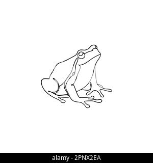 Frog one line drawing, Continuous one line drawing. Black and white ...