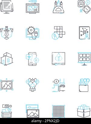 3d printing linear icons set. Filament, Extruder, G-code, Fused, Layer, Nozzle, Prototype line vector and concept signs. Slicer,Bed,Build outline Stock Vector