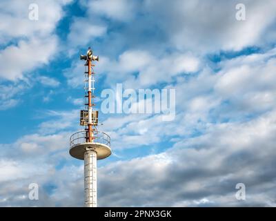 Tsunami siren warning loudspeakers are installed on the beach in Thailand Stock Photo