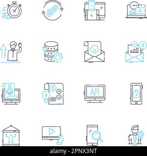 Branding identity linear icons set. Logo, Brandmark, Typography, Color, Design, Identity, Personality line vector and concept signs. Voice Stock Vector