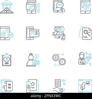 Information highway linear icons set. Accessibility, Bandwidth, Collaboration, Connectivity, Cybersecurity, Data, Digitalization line vector and Stock Vector