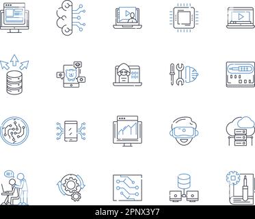 Content management system line icons collection. Platform, Website, Database, Admin, Access, Template, Publishing vector and linear illustration Stock Vector