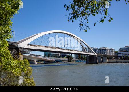 The Merivale Bridge is a double track railway bridge over the Brisbane River opened in November 1978. Stock Photo