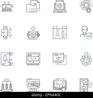 Interpreter software line icons collection. Translation, Communication, Language, Localization, Interpretation, Transcription, Multilingual vector and Stock Vector