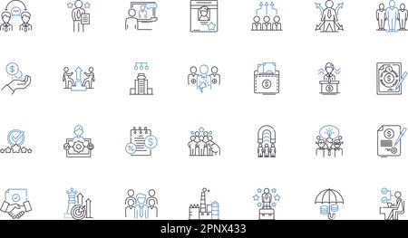 Partnership and collaboration line icons collection. Synergy, Alliance, Cooperation, Collaboration, Connection, Interconnectedness, Partnership vector Stock Vector