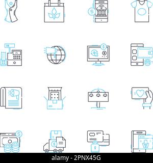 Credit card linear icons set. Limit, Interest, Balance, Fees, Rewards, Debt, Savings line vector and concept signs. Security,APR,Cashback outline Stock Vector