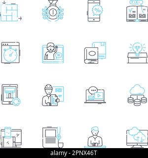 Marketing strategy linear icons set. Tactics, Branding, Promotion, Advertising, Communication, Positioning, Segmentation line vector and concept signs Stock Vector