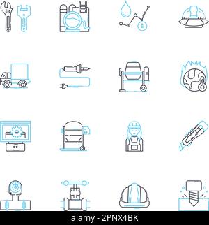 Efficient planning linear icons set. Productivity, Optimization, Organization, Streamlining, Strategy, Prioritization, Time-management line vector and Stock Vector