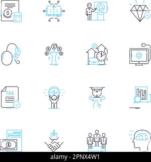 Electronic my linear icons set. Advanced, Innovative, Futuristic, Interactive, Dependable, Streamlined, Cutting-edge line vector and concept signs. Hi Stock Vector