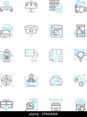 Wholesale commerce linear icons set. Bulk, Distributor, Reseller, Inventory, Wholesale, Markup, Supply line vector and concept signs. Warehouse,Stock Stock Vector