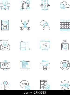 Customer engagement linear icons set. Feedback, Loyalty, Communication, Interaction, Personalization, Satisfaction, Engagement line vector and concept Stock Vector