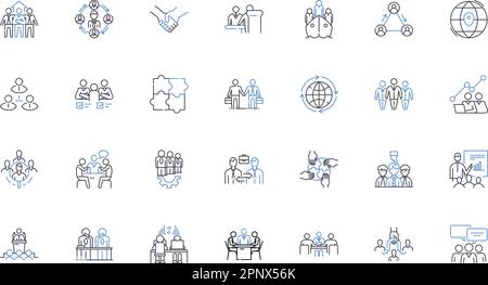 Fellowship line icons collection. Companionship, Unity, Friendship, Loyalty, Bonding, Camaraderie, Alliance vector and linear illustration. Unity Stock Vector