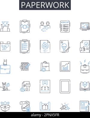 Paperwork line icons collection. Documentation, Red tape, Records ...