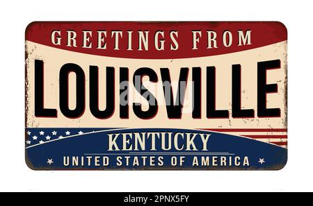 Greetings from Louisville vintage rusty metal sign on a white background, vector illustration Stock Vector