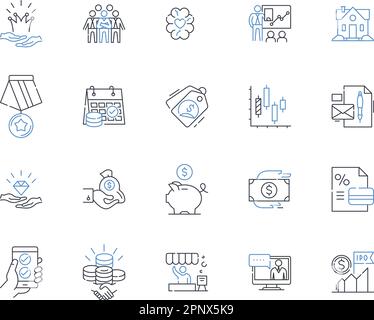 Clearance sales line icons collection. Deals, Discounts, Savings, Markdowns, Bargains, Reductions, Liquidations vector and linear illustration Stock Vector