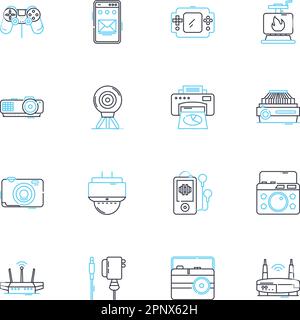 Smart homes linear icons set. Automation, Integration, Security, Convenience, Efficiency, Technology, Connectivity line vector and concept signs Stock Vector