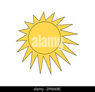 Psychedelic Sun Rays Retro groovy style shiny sun. Psychedelic hippie old solar element with ...