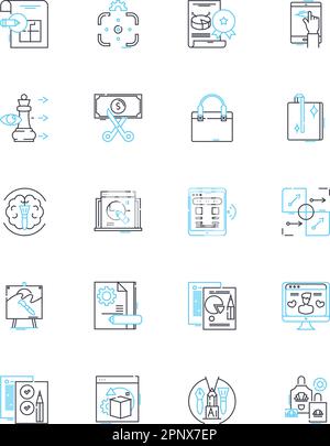 Joint Venture linear icons set. Partnership, Collaboration, Alliance, Synergy, Merger, Cooperation, Connection line vector and concept signs Stock Vector
