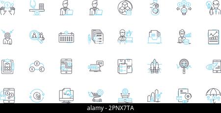 Budget framework linear icons set. Allocation, Analysis, Accountability ...