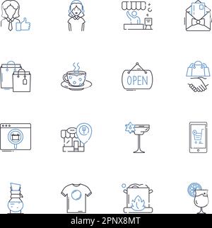 Tea room line icons collection. Cozy, Serene, Delicate, Pastries, Floral, Rustic, Herbal vector and linear illustration. Pleasant,Delightful,Spices Stock Vector