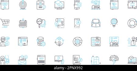 Branding identity linear icons set. Logo, Brandmark, Typography, Color, Design, Identity, Personality line vector and concept signs. Voice Stock Vector