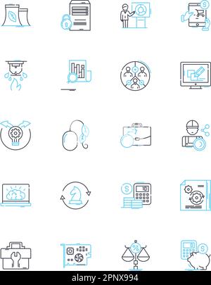 Web commerce linear icons set. E-commerce, Online shopping, Digital marketing, Mobile commerce, Social selling, Cyber sales, Internet auctions line Stock Vector