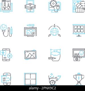 Prism linear icons set. Reflection, Refraction, Light, Spectrum, Rainbows, Physics, Optics line vector and concept signs. Color,Dispersion,Triangular Stock Vector