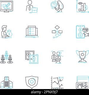 Digital business linear icons set. E-commerce, Technology, Internet, Marketing, Analytics, Innovation, Cryptocurrency line vector and concept signs Stock Vector