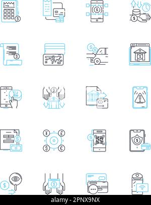 E-my linear icons set. Productivity, Efficiency, Technology, Entrepreneurship, Collaboration, Innovation, Communication line vector and concept signs Stock Vector