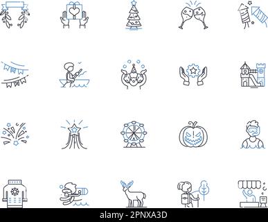 Reprieves line icons collection. Respite, Break, Intermission, Relief, Pause, Abatement, Interval vector and linear illustration. Suspension,Breather Stock Vector