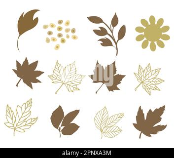 Set of autumn fall leaves and berries, hand-drawn vector illustration.  Stock Vector