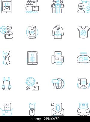 Inventory Control linear icons set. Stock, Logistics, Supplies, Tracking, Counting, Management, Storage line vector and concept signs. Distribution Stock Vector