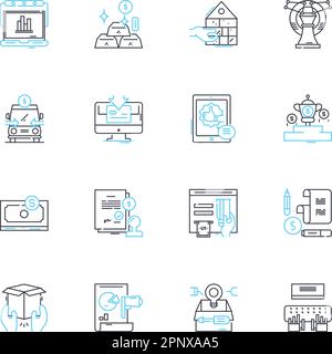 Propaganda linear icons set. Manipulation, Indoctrination, Persuasion, Influence, Deception, Misinformation, Brainwashing line vector and concept Stock Vector